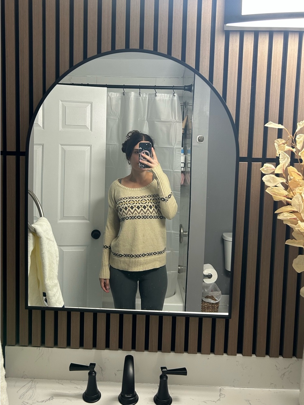 Chaser Cream Patterned Scoop-Neck Knit Sweater